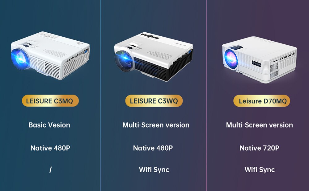 VANKYO Leisure C3MQ Mini Projector Supported 1920*1080P 170'' Portable